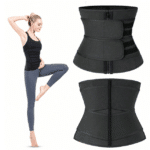 Sport Double Belt Compression Tuck Waist Trainer Black